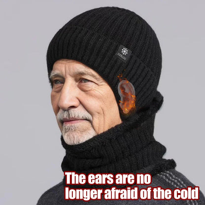Ear Protection Winter Knitted Hat Men Plush Warm Beanie Cap Outdoor