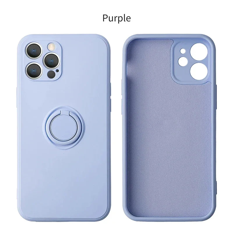Magnetic Ring Silicone Phone Case for iPhone 11-17 Pro Max Plus Mini XR