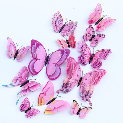 12Pcs 3D Butterfly Wall Stickers Decor for Kids Room Home Art