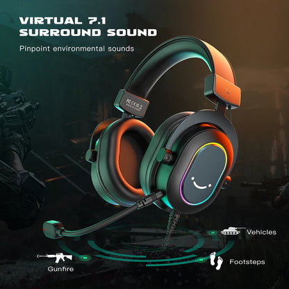 FIFINE RGB Gaming Headset with Mic Over-Ear 7.1 Surround 3-EQ for PC PS4 PS5