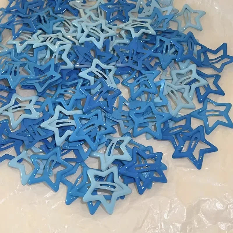 20Pcs Y2K Silver Star Hair Clips Snap Barrettes for Girls Accessories