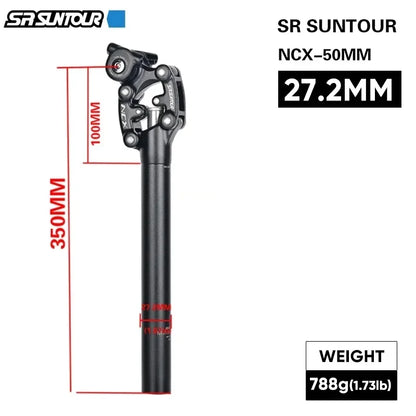 SR Suntour NCX Suspension Seatpost 50mm Travel MTB 27.2–33.9 x 350mm
