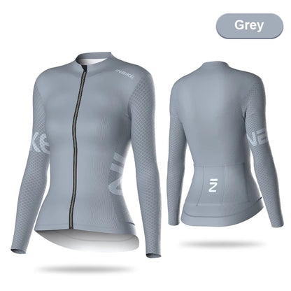 INBIKE Womens Long Sleeve Cycling Jersey Spring Autumn MTB Road Slim Fit Top