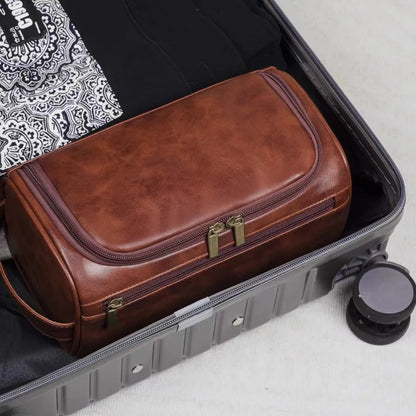 Leather Toiletry Bag Men Women Dopp Travel Hanging Large Cosmetic Wash Bags