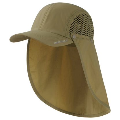BASSDASH UPF 50+ Fishing Hat Foldable Cap with Removable Neck Flap