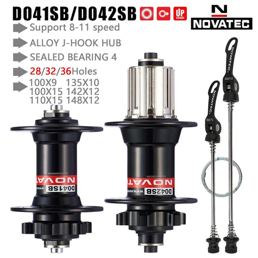NOVATEC D041SB D042SB MTB Hub 28/32/36H 6-Bolt HG for 8-12 Speed