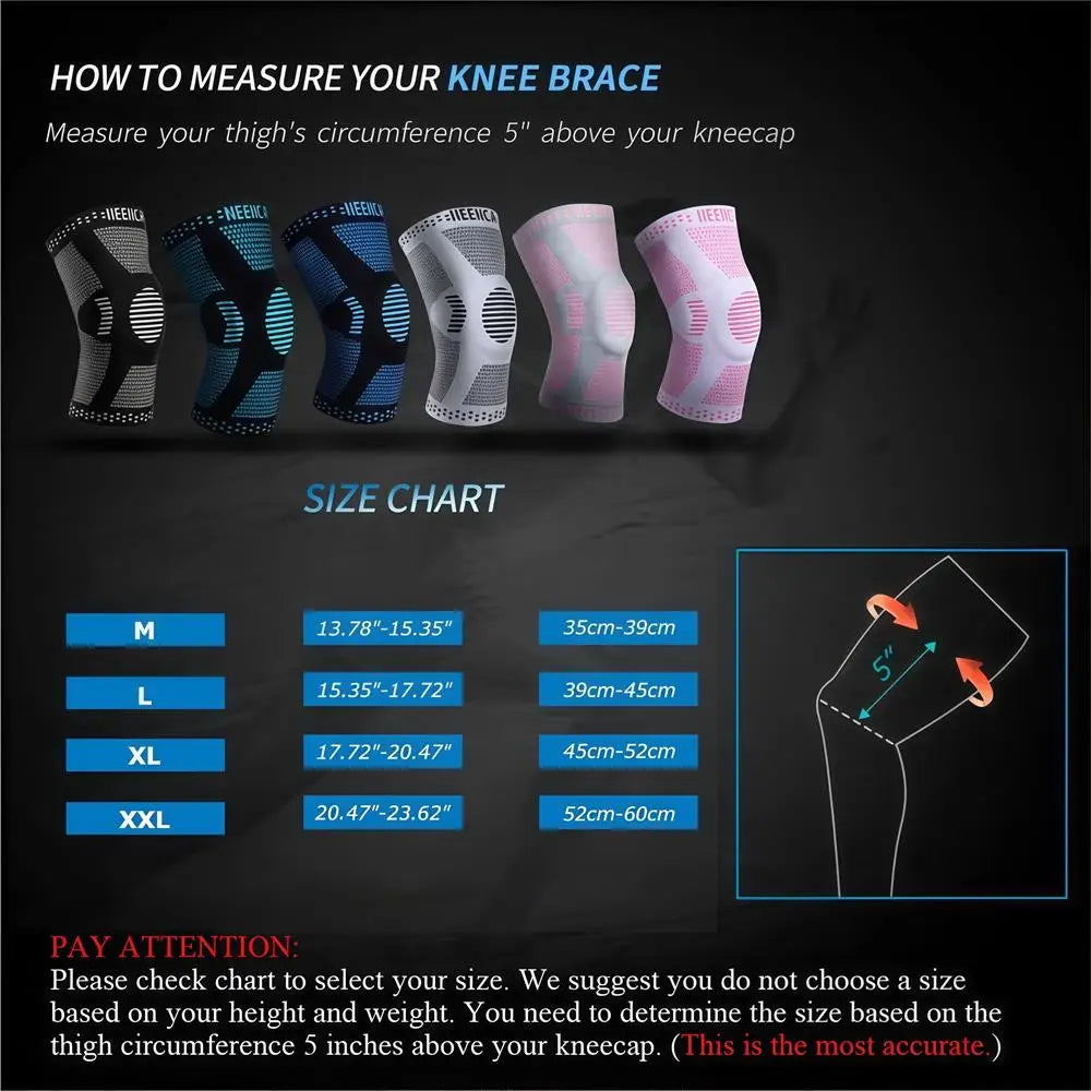 2Pcs Silicone Pad Knee Support Compression Brace Sports Sleeve for Arthritis
