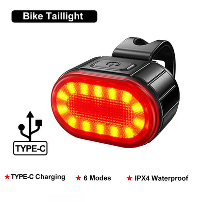 Rechargeable Bike Light Front Rear USB LED Torch Bicycle Lamp Waterproof