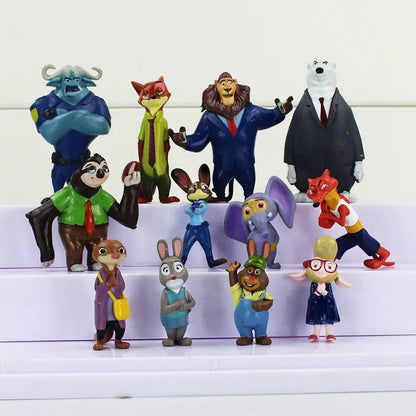 12pcs Zootopia Action Figures Set Judy Hopps Nick Wilde Animal Movie Kids Toys