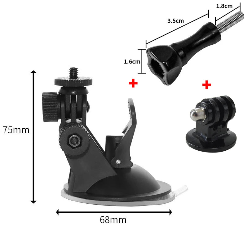 Suction Cup Car Mount for GoPro Hero 13-8 DJI Osmo Action w/ Adapter