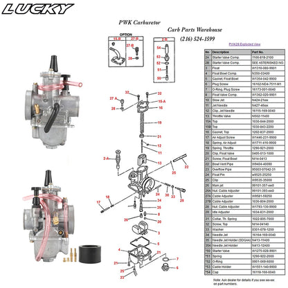 PWK Power Jet Carburetor 21-34mm for 2T 4T Dirt Bike Pit Bike ATV Scooter