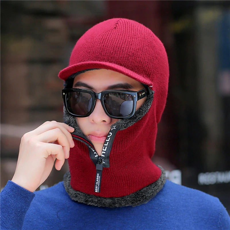 Men's Outdoor Ear Protection Warm Wool Hat Knitted Winter Cap Windproof