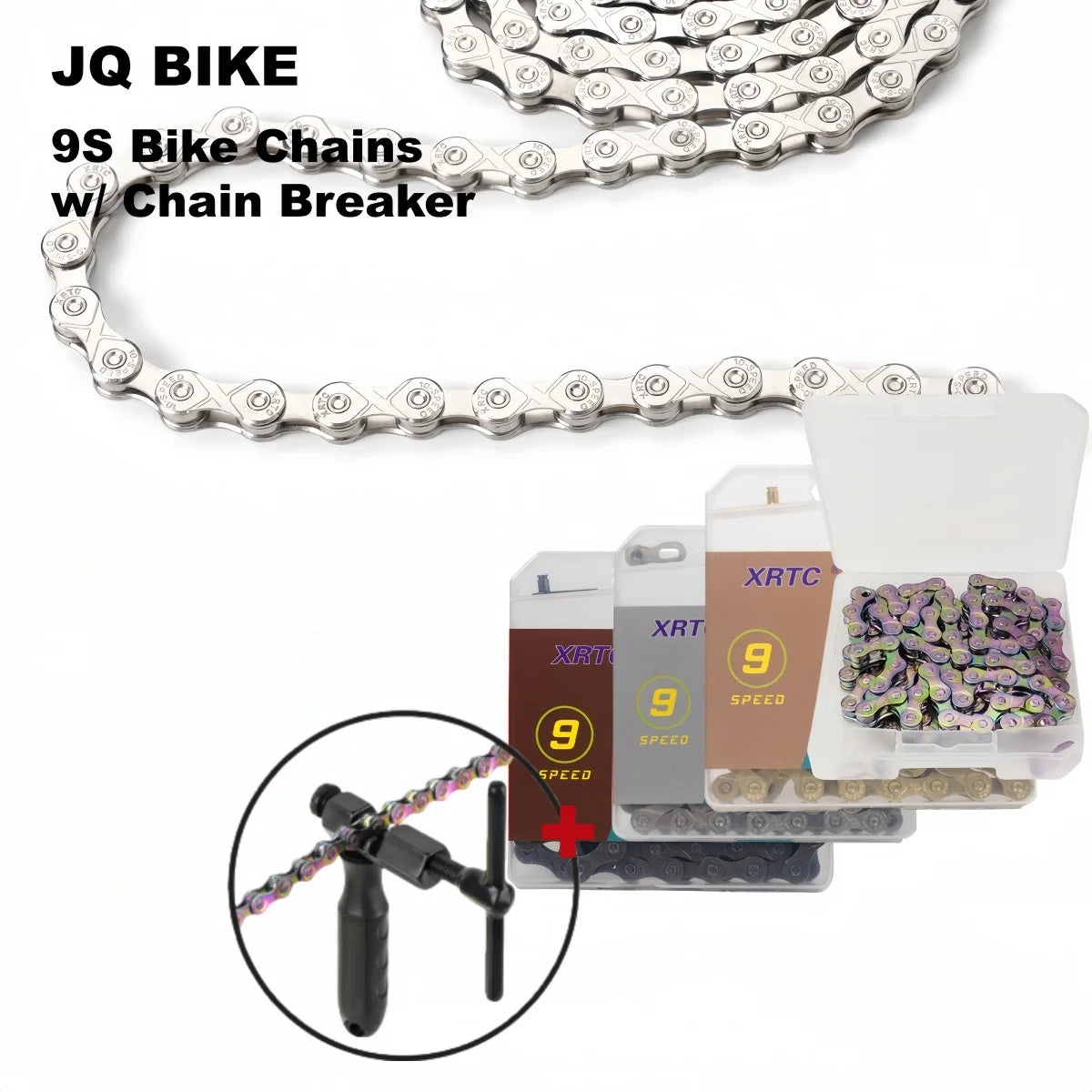 9 Speed Bike Chain 116 Links with Chain Breaker Kit MTB Road Bicycle Repair
