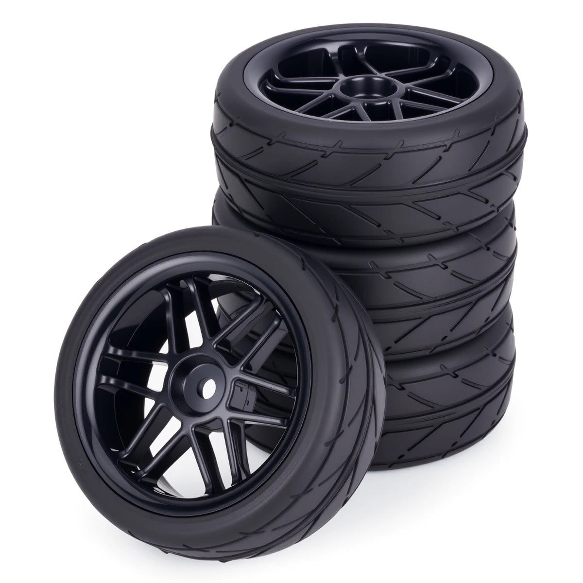 4PCS Pre-Glued RC Wheels Tyres 65x26mm 12mm Hex for TT01 TT02 XV01