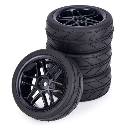 4PCS Pre-Glued RC Wheels Tyres 65x26mm 12mm Hex for TT01 TT02 XV01