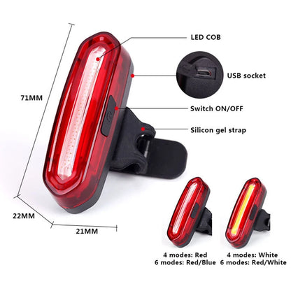Bicycle Light LED Rear Tail Lamp Waterproof USB Rechargeable Bike Safety