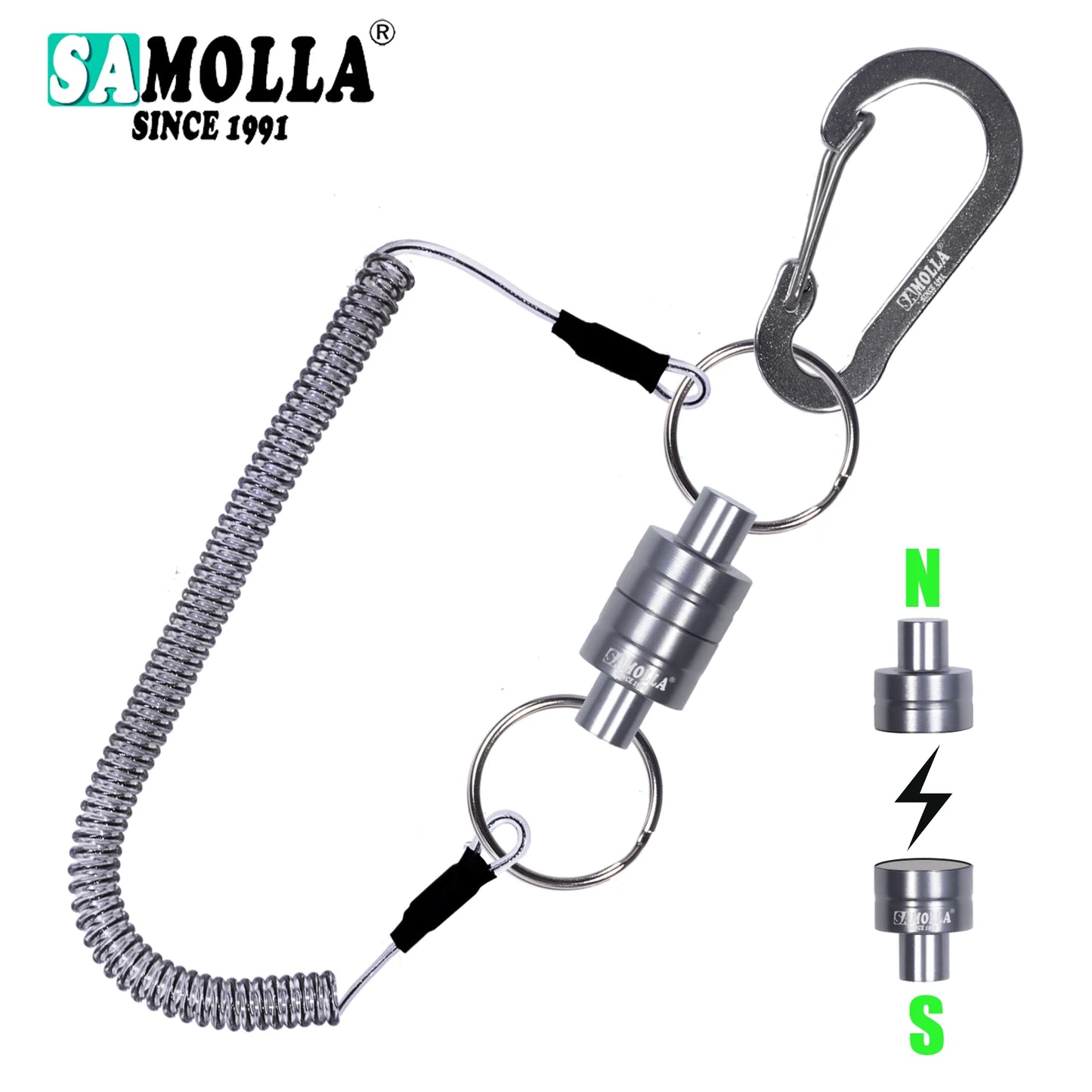 Magnetic Net Release Holder w/ Lanyard Fly Fishing Tool Carabiner Clip