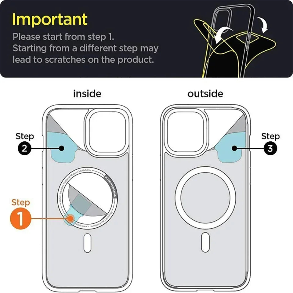 Clear MagSafe Magnetic Phone Case for iPhone 11-16 Pro Max Wireless Charging