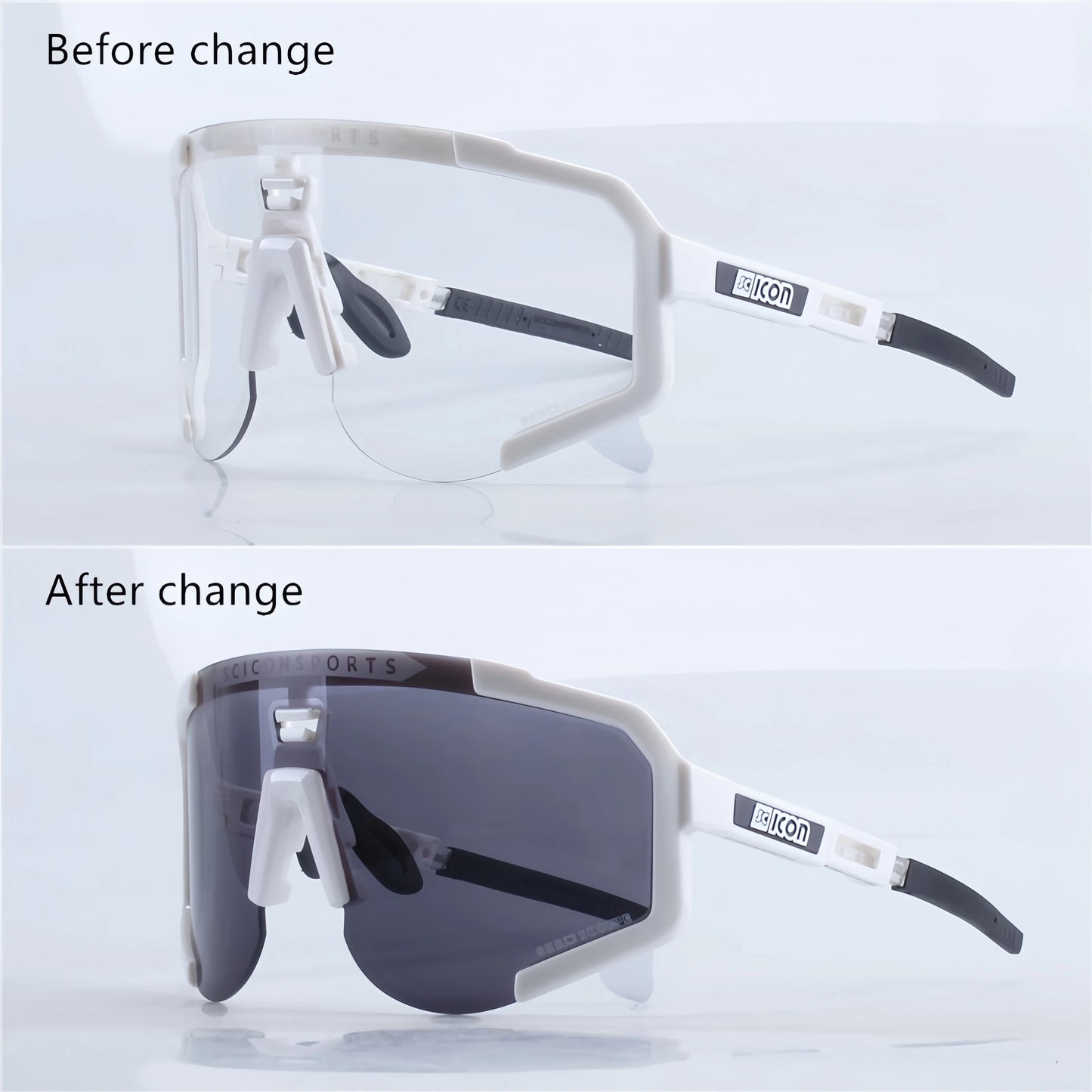 SCICON Photochromic Cycling Glasses, UV400 Outdoor Sports Sunglasses for Men & Women MTB Road Bike