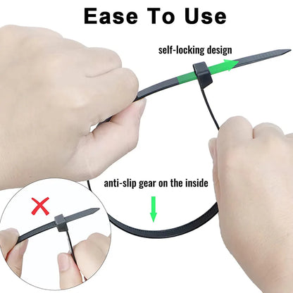 100Pcs Nylon Cable Ties Self-locking Fastening Straps for Home Office