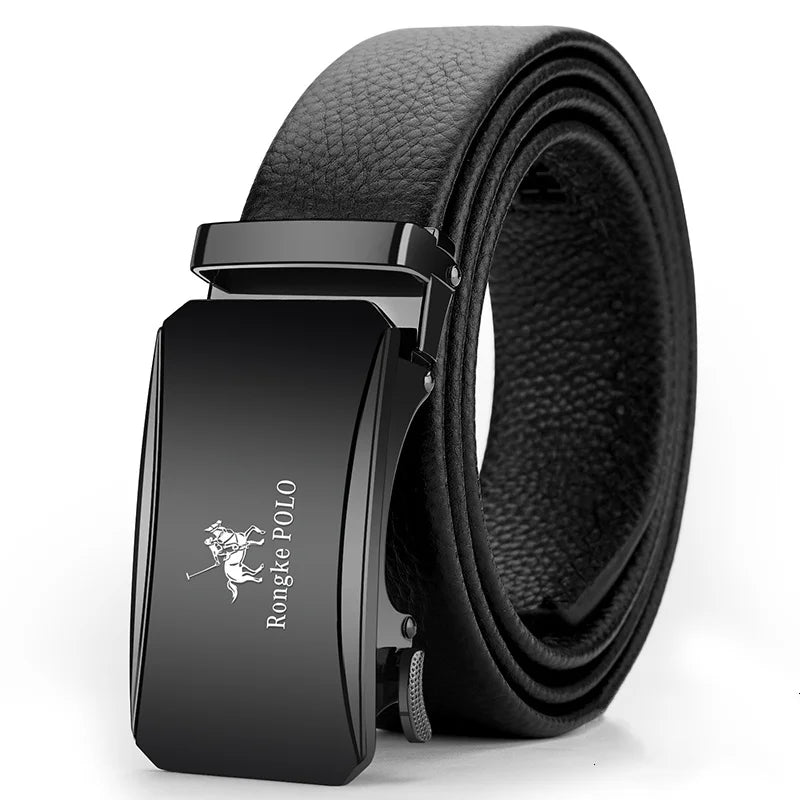 OYIFAN Leather Belt Men Automatic Buckle Ratchet Sliding Dress Black Belts