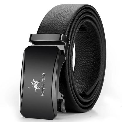 OYIFAN Leather Belt Men Automatic Buckle Ratchet Sliding Dress Black Belts