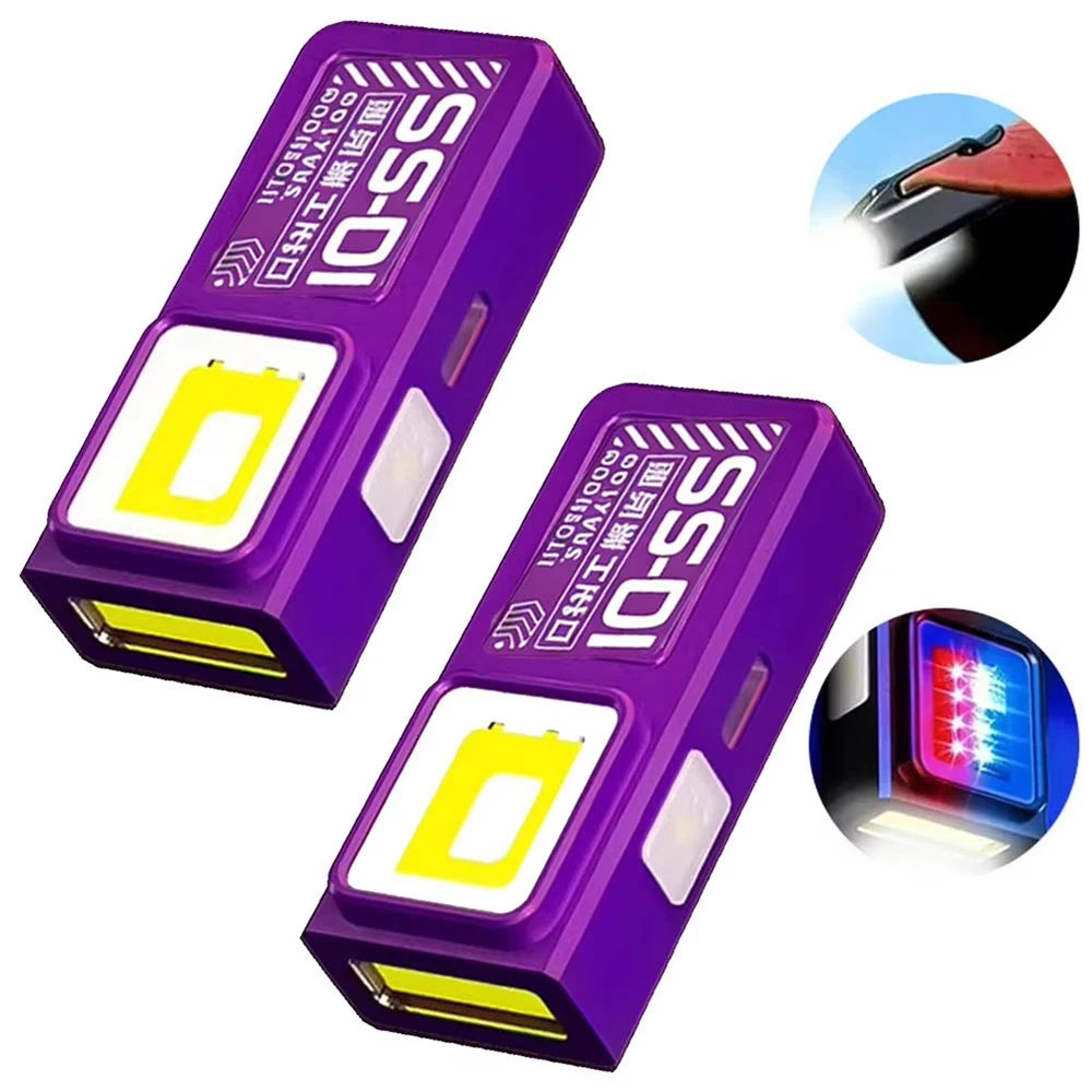 Mini LED Work Light USB Rechargeable COB Flashlight Magnetic Torch EDC