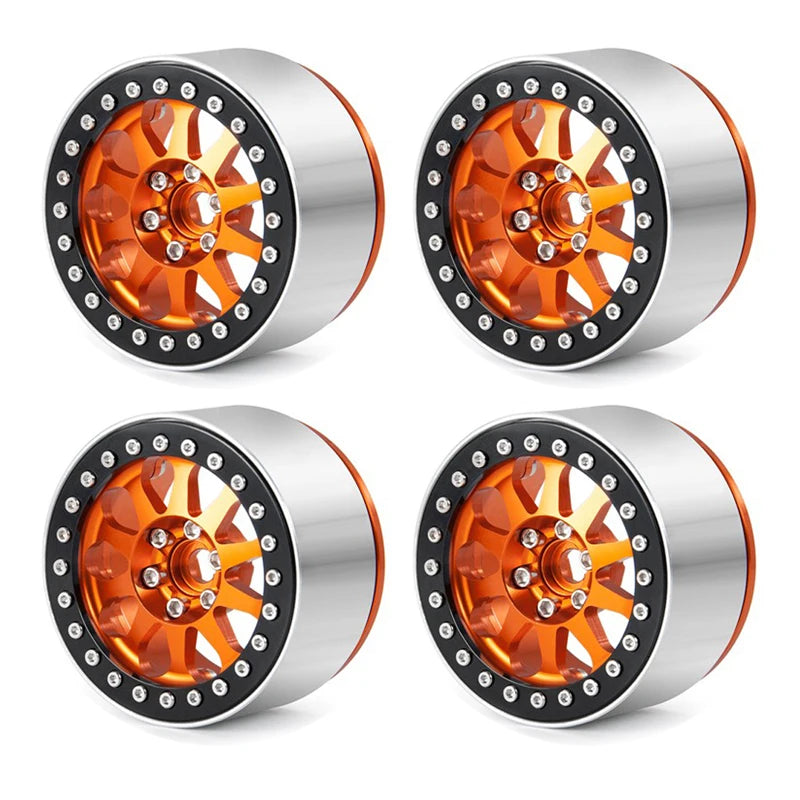 4pcs 2.2 Beadlock Wheels & Rubber Tires Set for 1/10 RC Crawler TRX4 SCX10 D90