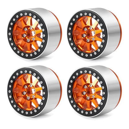 4pcs 2.2 Beadlock Wheels & Rubber Tires Set for 1/10 RC Crawler TRX4 SCX10 D90