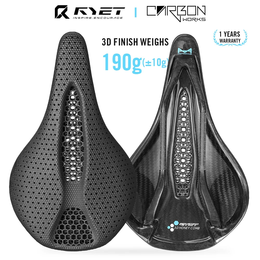 RYET 3D Carbon Saddle | 145/155mm MTB Triathlon Seat Lightweight 130g Oval