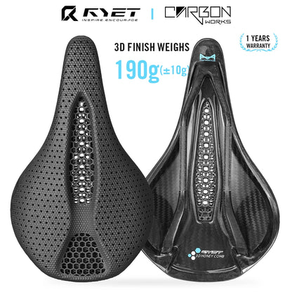 RYET 3D Carbon Saddle | 145/155mm MTB Triathlon Seat Lightweight 130g Oval