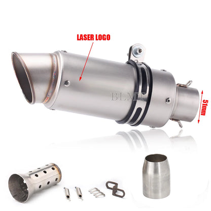 Universal Stainless Steel Slip-On Exhaust Muffler Carbon Look with DB Killer 51-60mm