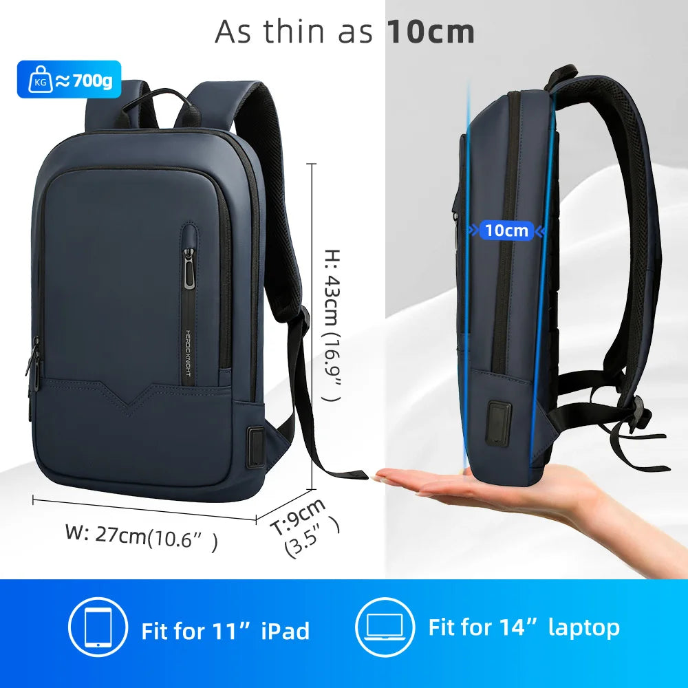 HK Slim Backpack For Men 15.6 Inch Laptop Bags Waterproof Minimalist Business Backpack With USB Charging Casual Travel Work Bag-EXPROTAS