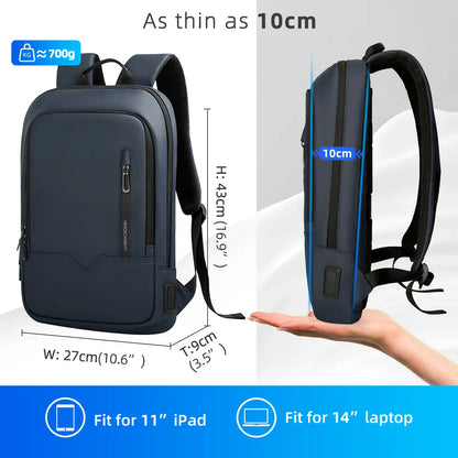 HK Slim Backpack For Men 15.6 Inch Laptop Bags Waterproof Minimalist Business Backpack With USB Charging Casual Travel Work Bag-EXPROTAS