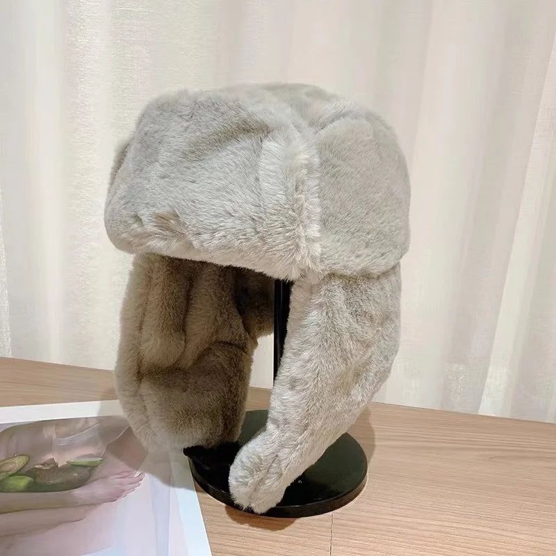 Unisex Winter Ushanka Hat Faux Fur Ear Flaps Warm Ski Cap Trapper