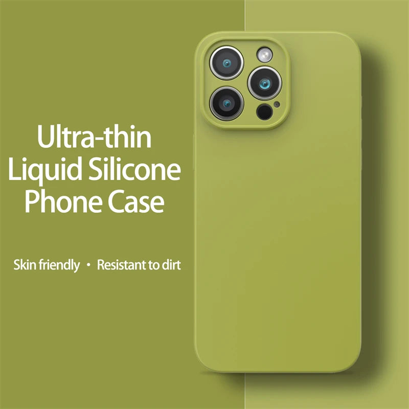 Ultra-Thin Liquid Silicone Case for iPhone 13-16 Pro Max Plus Soft Cover