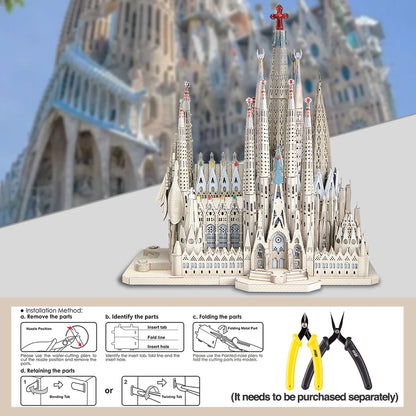 Piececool Model Building Kits La Sagrada Família 3D Metal Puzzles Jigsaw Toy DIY Set for Adult Collection Best Birthday Gifts-EXPROTAS