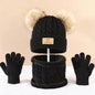 3PC Boys Hat Gloves Winter Set for Kids Warm Knitted Beanie Scarf