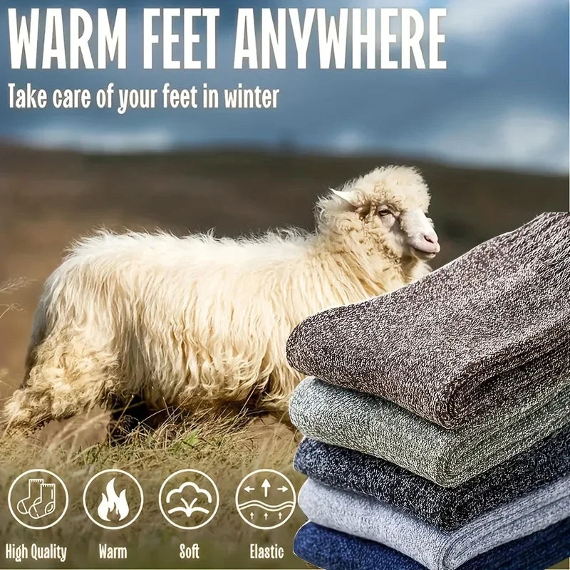 3/5 Pairs Thick Towel Mid-Calf Warm Socks for Winter Snow Boots