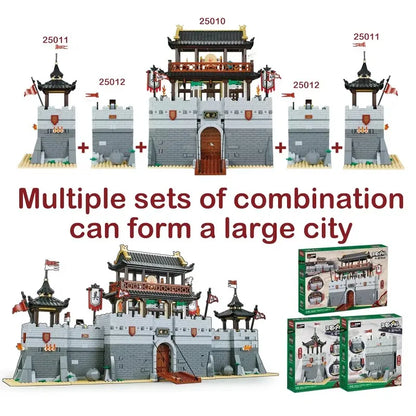 Three Kingdoms City Siege Building Blocks Ancient Military Turret Car Bricks Toy Gift