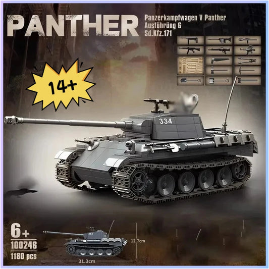 WW2 German Panther G Tank Building Blocks Military Brick Model Toy Set