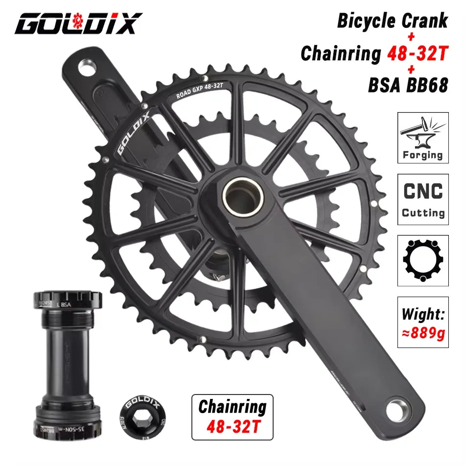GOLDIX Ultralight Road Bike Crankset 50/34 52/36 53/39T for Shimano SRAM - EXPROTAS