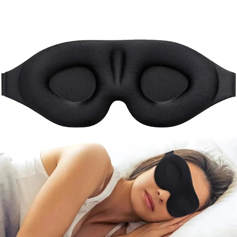 3D Eye Mask Blocking Light for Men Women Breathable Sleep Cover Black