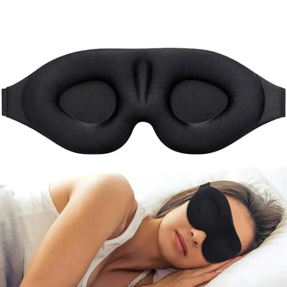 3D Eye Mask Blocking Light for Men Women Breathable Sleep Cover Black