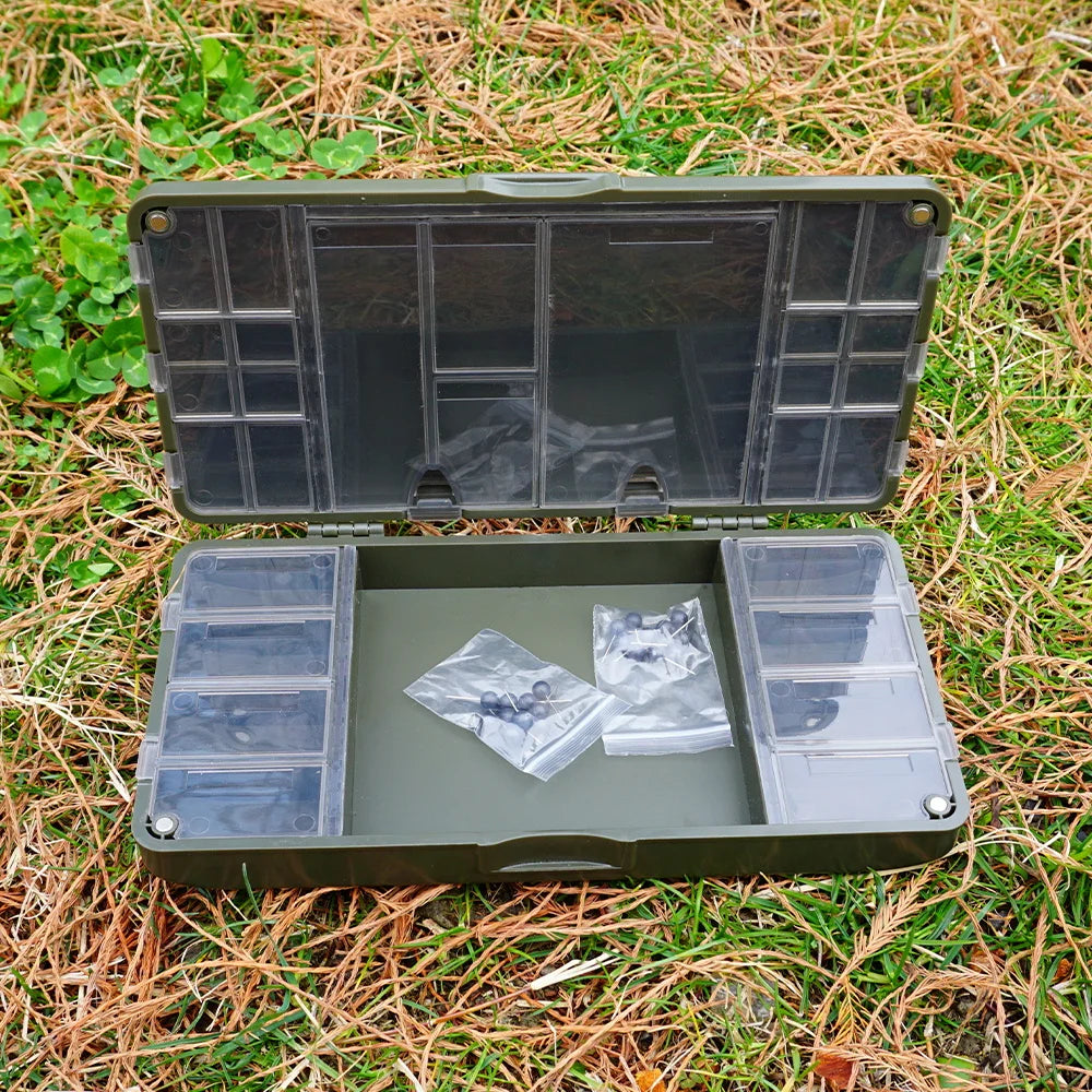 Hirisi Carp Fishing Organizer Box, Portable Tackle Storage w/ 27 Magnetic Grids