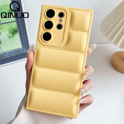 Down Jacket Style Silicone Case for Samsung S20-S26 Ultra Plus FE A-Series Soft