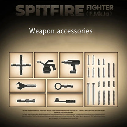 WW2 Fighter Plane Building Blocks Spitfire Yak-1B P-51 La-7 Bf-109E Set
