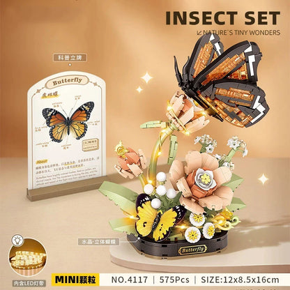 Foldable Mini Insect Everlasting Flower House Building Blocks Ornament Gift