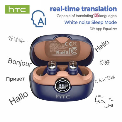 HTC NE79 Wireless Bluetooth Earbuds TWS 6.0 AI Translation 135 Languages Black