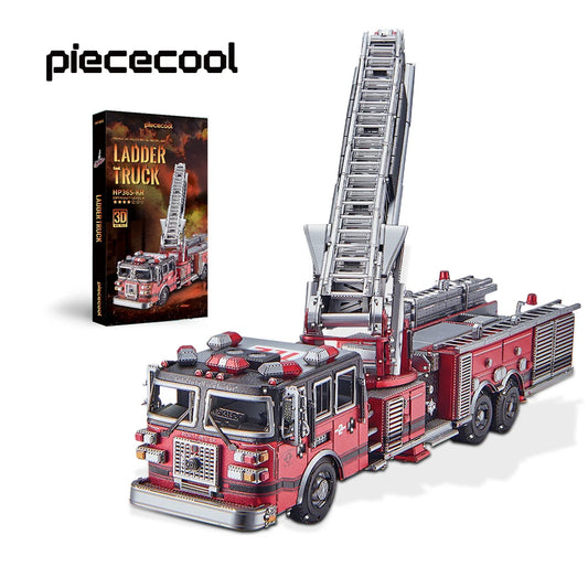 Piececool 3D Metal Puzzles Ladder Truck Assembly Model Kits Engineer Vehicle Collection Model DIY Jigsaw for Home Decor-EXPROTAS